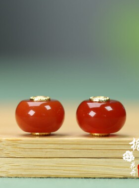 天然玛瑙12*10mm红色灯笼珠大孔2mmDIY手链手串项链饰品隔珠A193