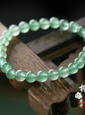 天然草莓晶圆珠绿晶转运珠手链