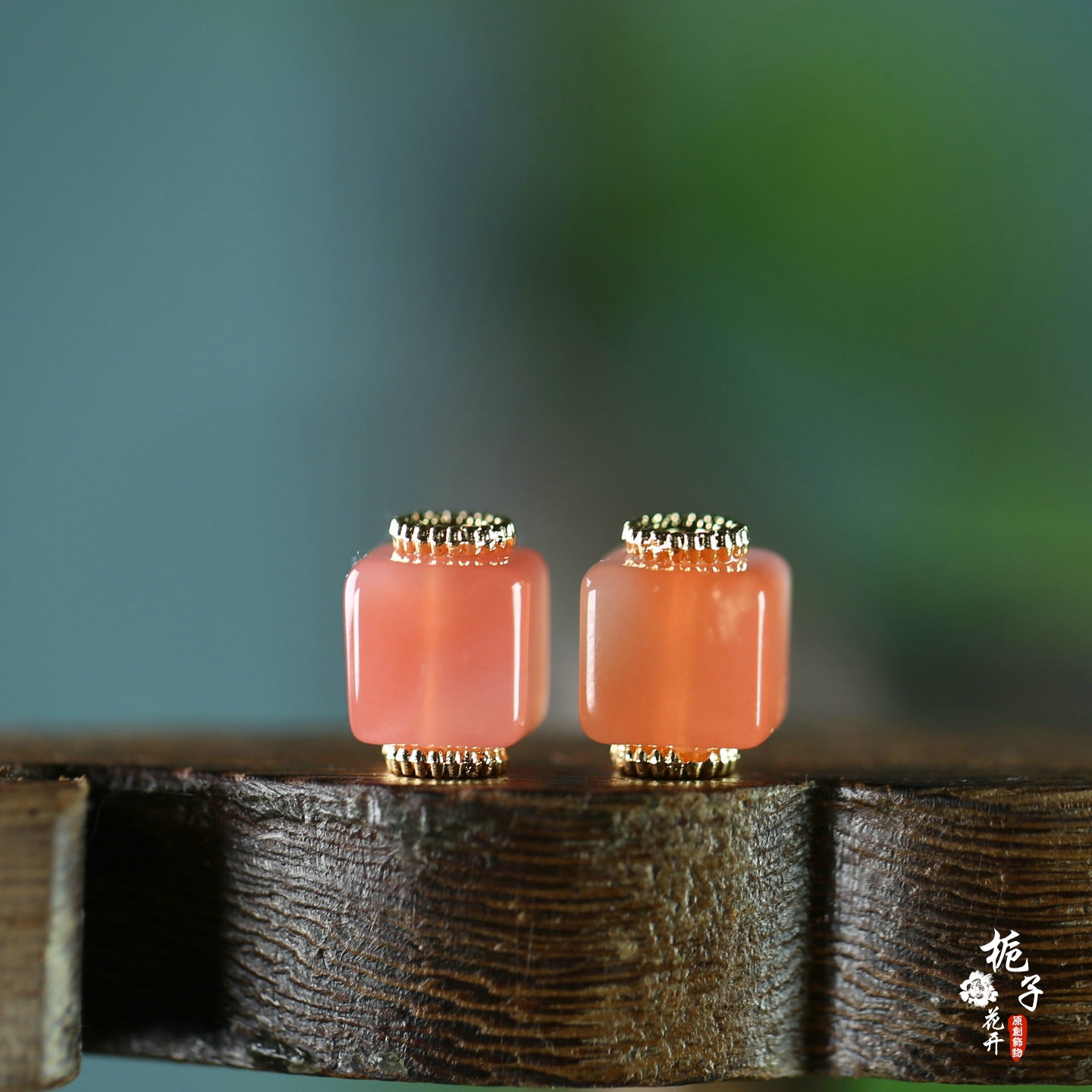 天然盐源玛桃红色方糖珠DIY手链