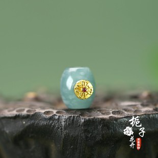 约8*10mm孔2mm米珠蓝水翡翠A货镶设计圆片DIY配件锁骨链配饰D233