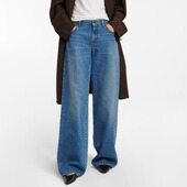 高定土耳其进口面料 直筒阔腿牛仔裤