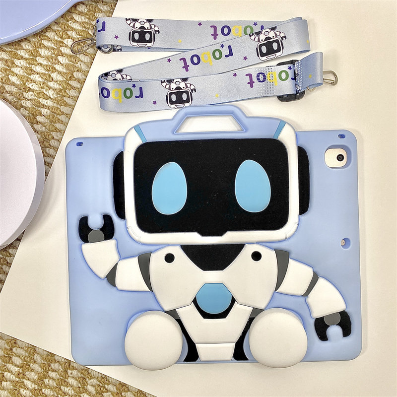 适用2024荣耀平板X9机器人硅胶壳11英寸全包壳三星A11+防摔壳儿童A9笔槽A7lite伸缩支架手提S6lite保护壳软壳