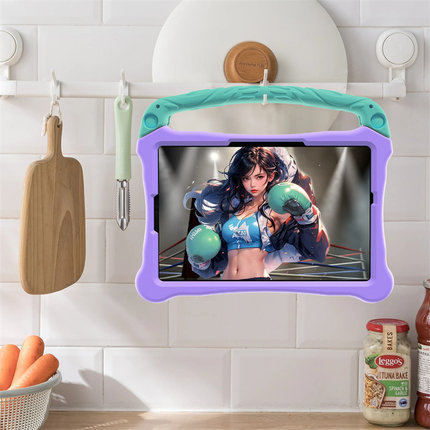 适用三星Tab S8手提防摔壳X700儿童EVA防压弯X706加厚款S9抗震外壳S7拳王支架斜挎T870潮流S9fe软壳外出携带