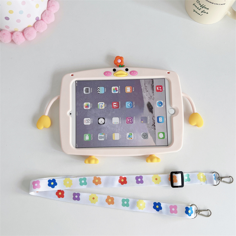 适用vivopad5平板硅胶壳iqoopad5全包防摔软壳卡通壳12.1英寸ipa2556花朵小鸡黄色壳带支架