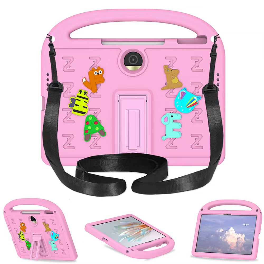 适用荣耀平板9柔光版12.1寸防摔手提壳hey2-w09儿童手拎卡通壳hey2-an00全包加厚可背防脱落熊娃专用