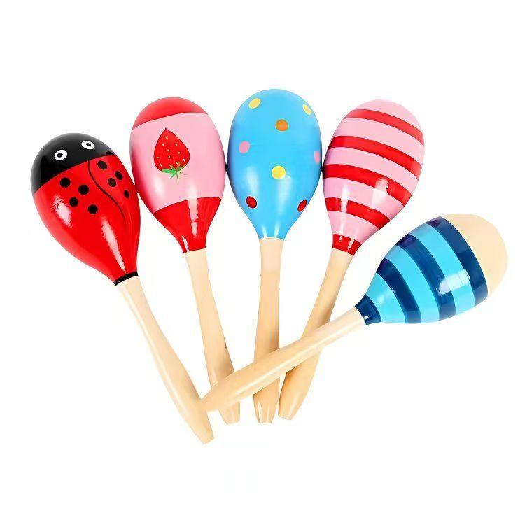 幼儿园木质沙锤乐器打击乐器小沙球响板摇铃婴儿沙锤早教益智玩具