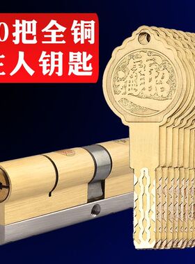 锁芯防盗门铜锁芯不锈钢钥匙通用型家用叶片多轨道大门锁芯