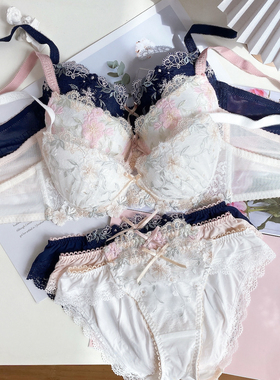 R家日系少女可爱甜美有钢圈聚拢大码薄款内衣套装内衣内裤文胸