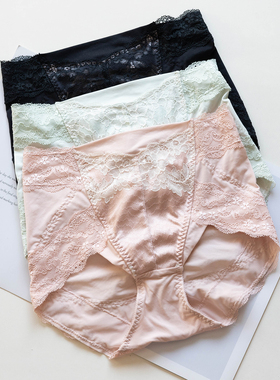 日系收腹提臀纯棉裆高腰刺绣立体剪裁舒适透气薄款三角裤女内裤女
