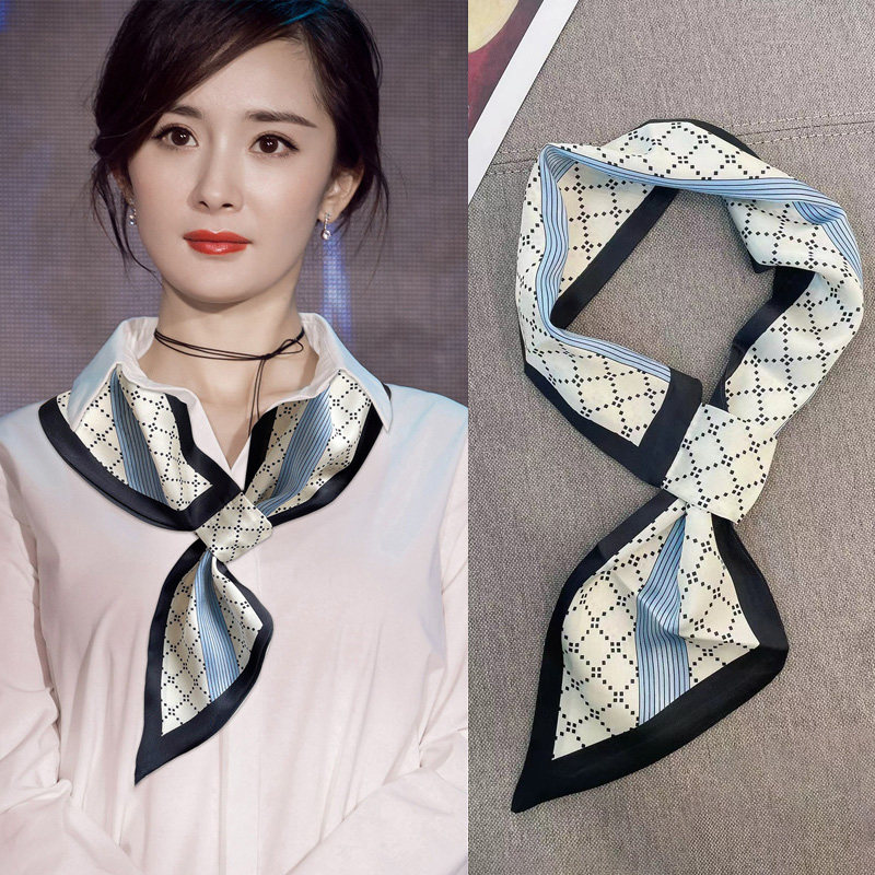 懒人丝巾小长条春秋明星同款气质百搭西装夏季薄款韩国护颈领巾女