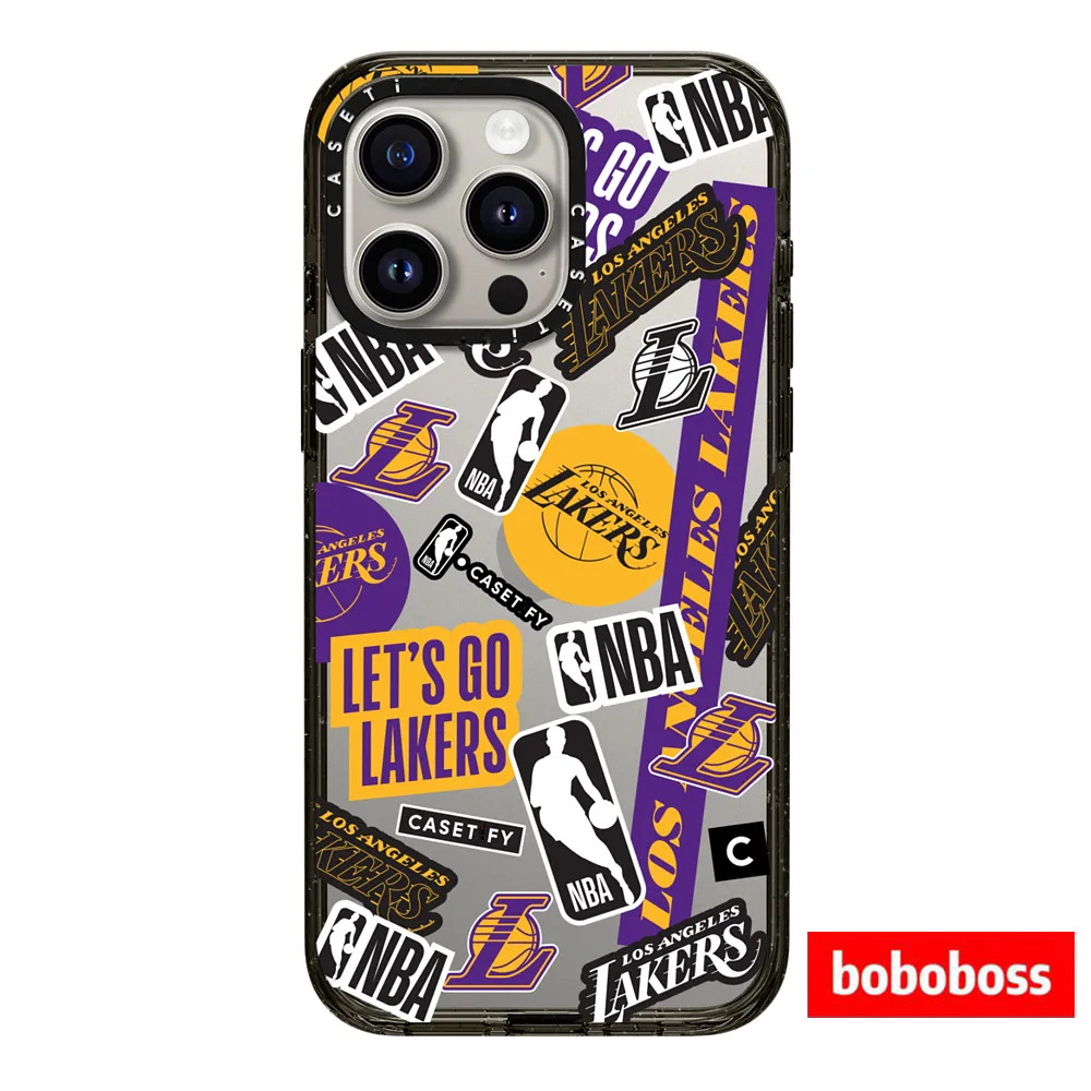 case源厂！NBA联名系列 湖人队贴纸满印 magsafe兼容 适用于iPhon17/16/15/14/Plus/Pro/Max防摔磁吸手机壳