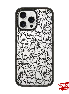 case源厂！艺术家联名系列 趣味黑色猫咪涂鸦 magsafe磁吸适用iphone17/16/15/14/13/Plus/Pro/max防摔手机壳