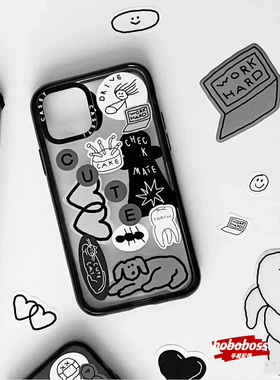 case源厂！INAP联名系列 黑白可爱贴纸 magsage适用iPhone17/16/15/14/13/Plus/Pro/Max防摔透明磁吸手机壳