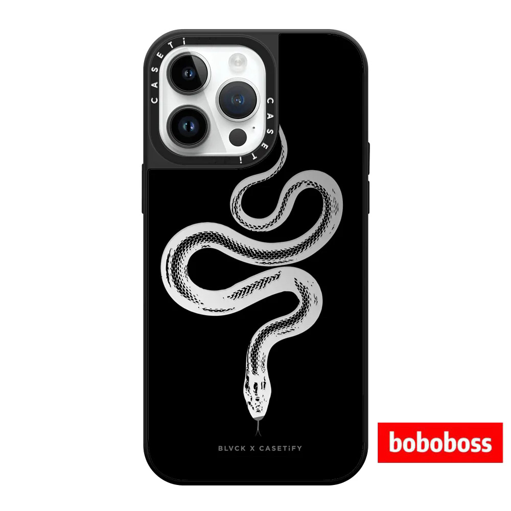 case源厂！BLVCK 联名 蛇镜面magsafe适用iPhone17/16/15/14/13/Plus/Pro/Max黑色防摔镜面手机壳