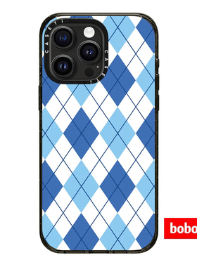 case源厂！蓝色菱格纹magsafe磁吸适用于iPhone17/16/15/14/13/Plus/Pro/Max防摔手机壳