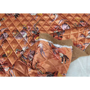 160克羊驼绒絮片印花素绉缎丝绸保暖棉衣裤衍棉真丝秋冬里布面料