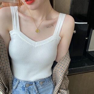 夏季 女装 针织上衣 显瘦打底背心微胖妹妹大码 纯欲风辣妹小心机修身