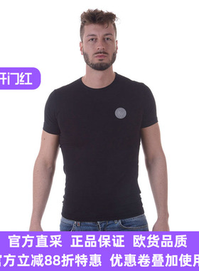 Versace范思哲男士黑色春夏款时尚正品商务休闲短袖T恤 B3GPA7E0