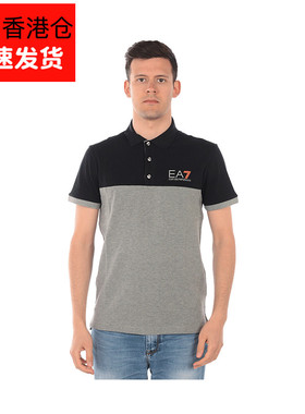 ARMANI阿玛尼EA7男士商务休闲拼色百搭短袖POLO衫T恤3GPF04正品