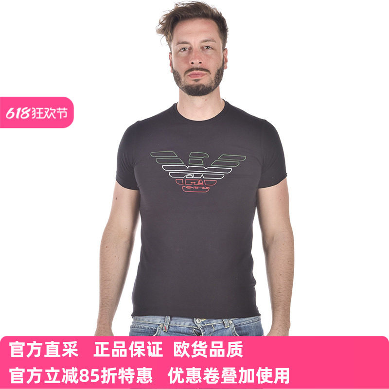 ARMANI阿玛尼EA男士鹰标时尚休闲简约百搭短袖T恤正品3Z1T901J11Z