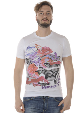 versace jeans范思哲VJ男士老虎印花时尚正品短袖T恤休闲B3GRA73A