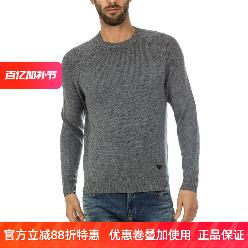 男士ARMANI JEANS阿玛尼冬季新品圆领长袖针织衫毛衣 6X6MD16M0GZ