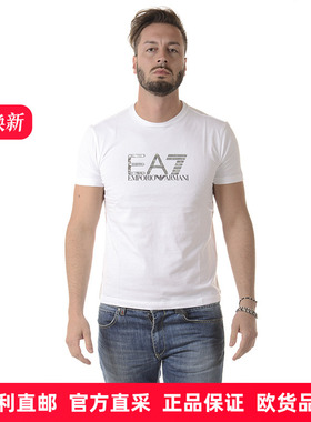 EA7 EMPORIO ARMANI阿玛尼品牌男士纯白色圆领短袖T恤6YPT56PJ30Z