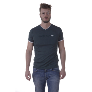 ARMANI JEANS阿玛尼品牌男士灰色短袖T恤圆领时尚精品3Y6T306JPRZ