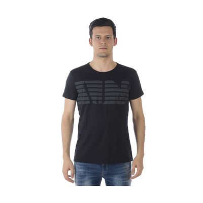 ARMANI JEANS阿玛尼品牌男士黑色圆领修身精品短袖T恤 B6H74BR