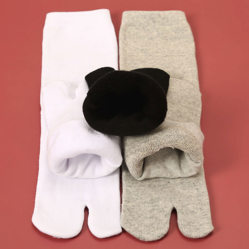 袜底加厚纯色保暖秋冬男女二指袜