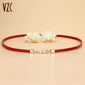 腰链女真皮头层纯牛皮本命马年红色腰带配裙装 饰束腰封外穿小皮带