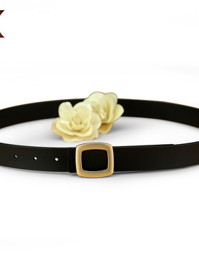 皮带女真皮牛皮黑色装饰配裙腰带简约时尚休闲新款牛仔裤带ins风