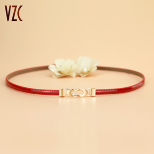 腰链女真皮牛皮腰封本命马年小皮带时尚红色装饰配连衣裙子裤腰带