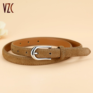 细腰带 裙百搭牛仔裤 皮带女真皮麂皮绒牛皮复古风棕咖色装 饰配西装