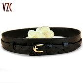 女士腰封真皮头层牛皮黑色皮带女款 配裙毛衣大衣羽绒服欧美宽腰带