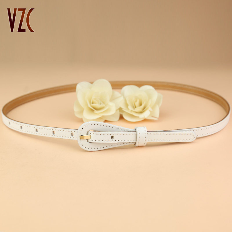 夏季腰带女头层牛皮真皮装饰简约百搭配裙子连衣裙白色休闲细皮带