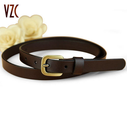 针扣细窄软皮配裙子复古风腰带