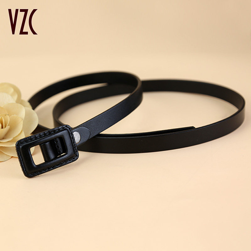 女士头层牛皮真皮针扣皮带黑色百搭腰带细配裙子连衣裙装饰裤带潮