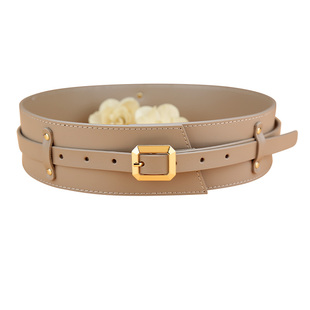 腰带女真皮束腰装饰宽版腰封配衬衫连衣裙子时尚宽牛皮皮带ins风