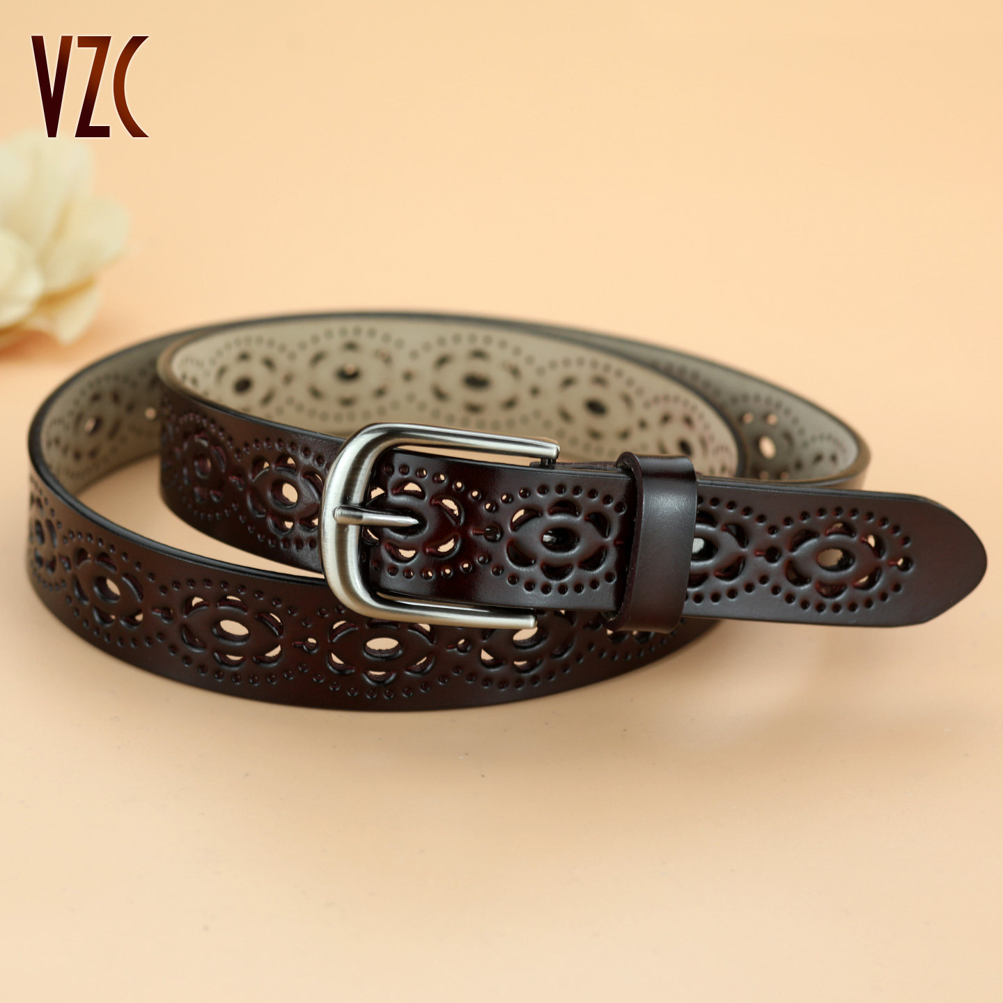 皮带美式高街女款真皮牛皮免打孔复古百搭装饰配裙阔腿牛仔裤腰带