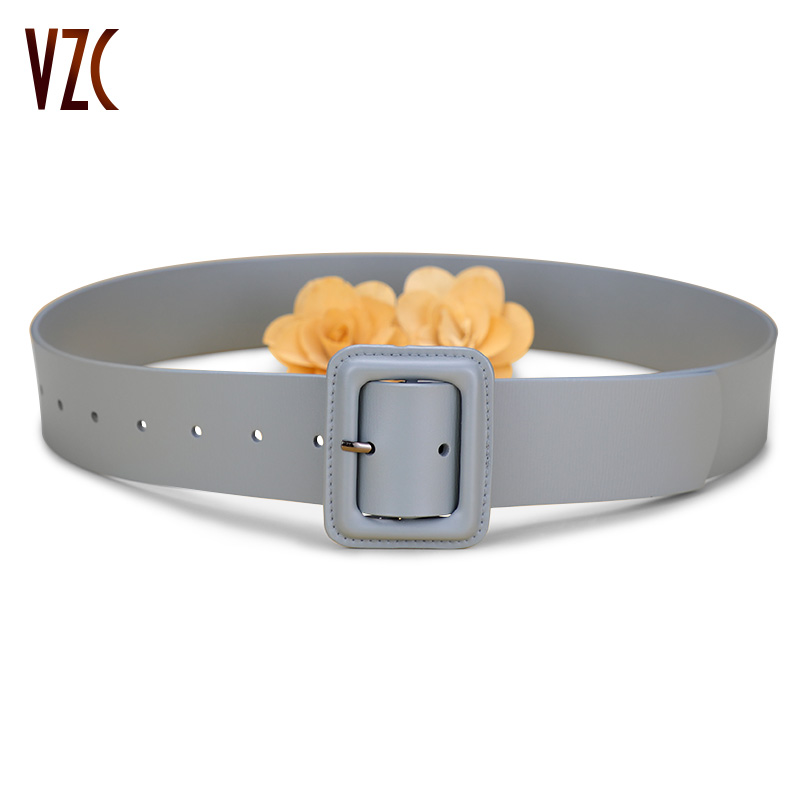 软牛皮！真皮腰封女气质灰蓝色