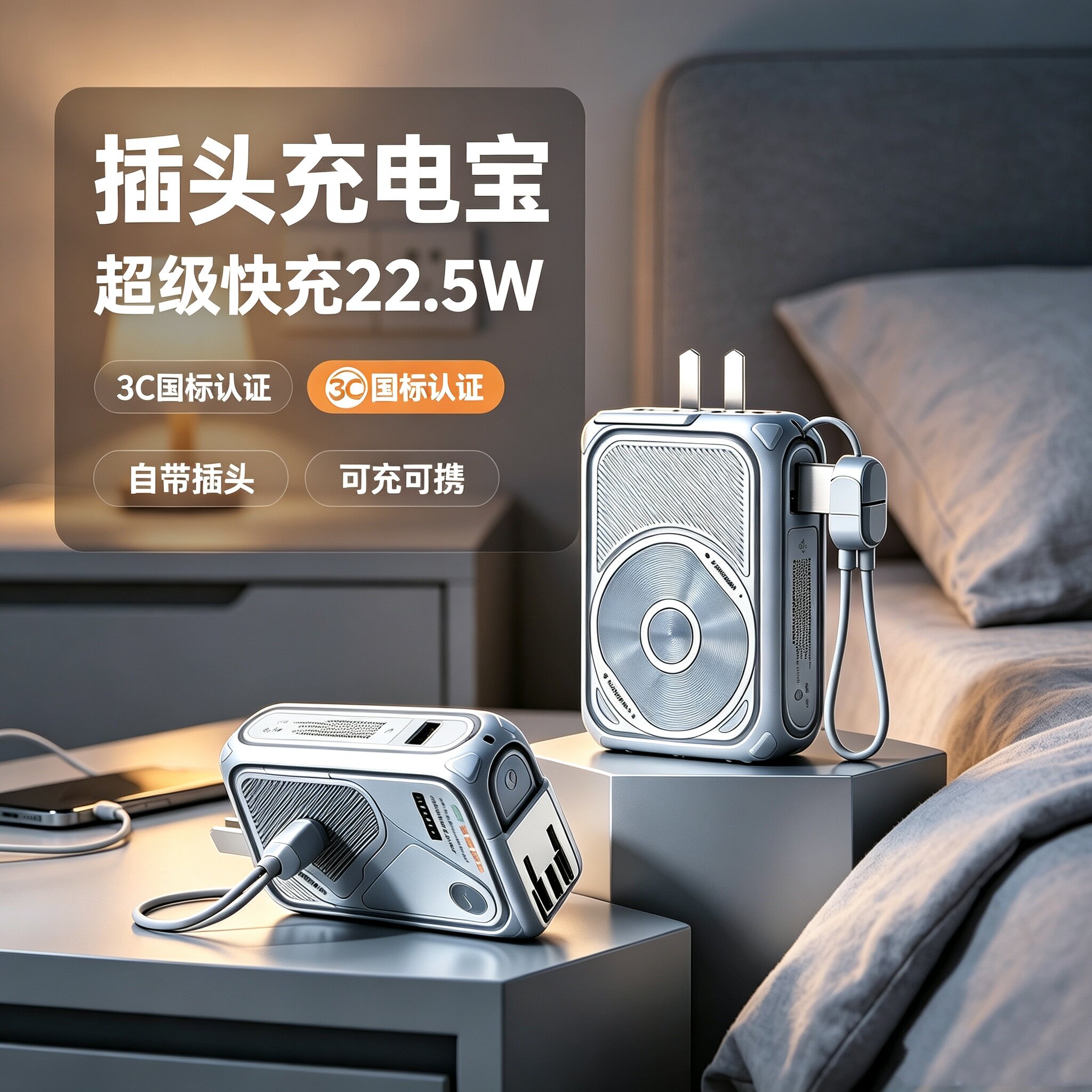 磁吸自带线10000mAh充电宝