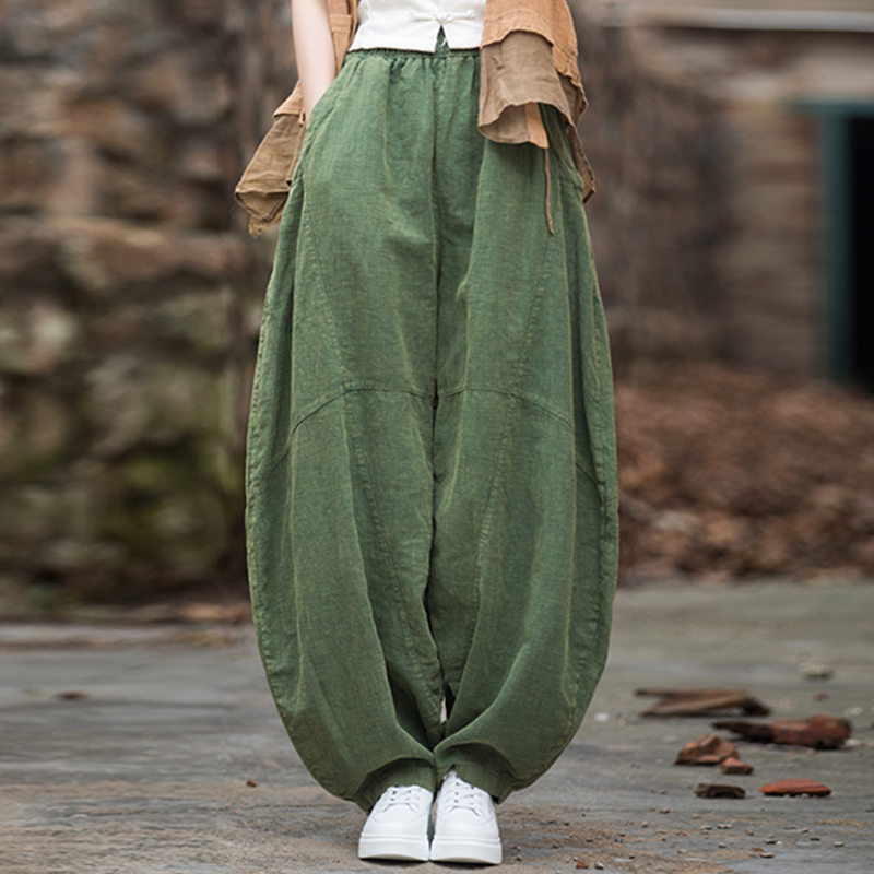 苎麻长裤春夏季棉麻女装哈伦裤文艺宽松阔腿休闲裤太极瑜伽灯笼裤