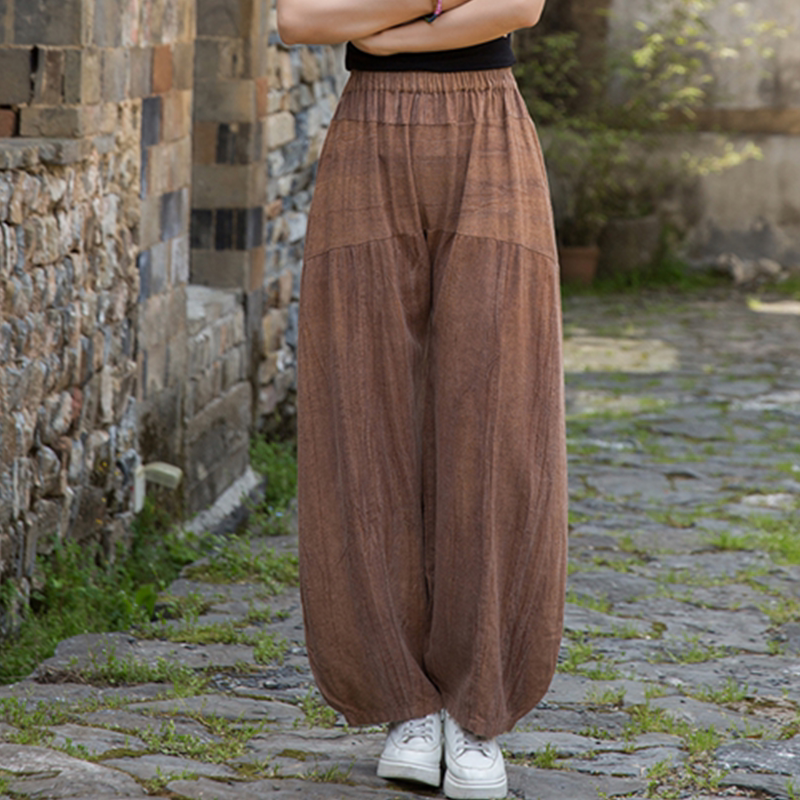 苎麻长裤春夏季棉麻女装哈伦裤文艺宽松阔腿休闲裤太极瑜伽灯笼裤
