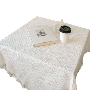 北欧茶几垫桌布INS风白色床头柜布罩长方桌圆桌台布防尘盖布桌垫