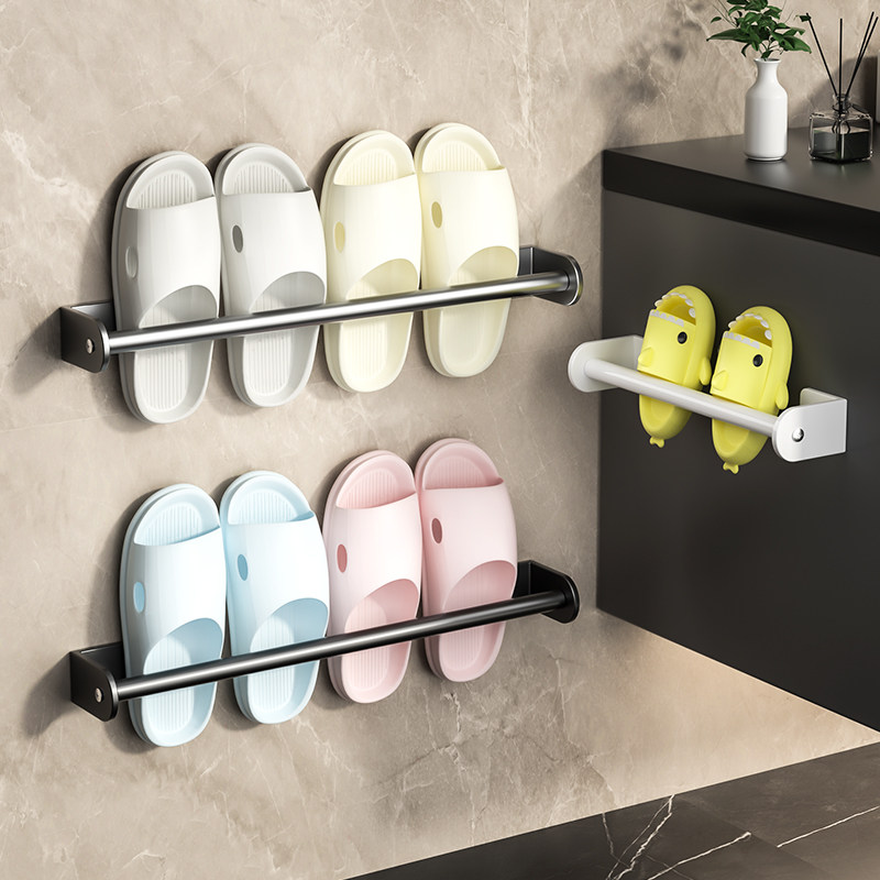 免打孔卫生间置物架浴室拖鞋架厕所墙上拖鞋收纳沥水架子神器壁挂