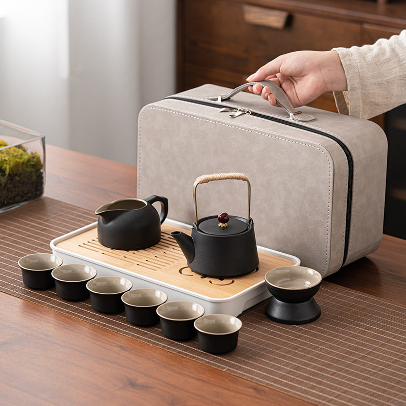 黑陶提梁壶功夫茶具套装带茶盘家用办公室便携式包商务伴手礼茶具,餐饮具,旅行茶具,淘宝优惠券,粉丝福利购,淘宝优惠卷
