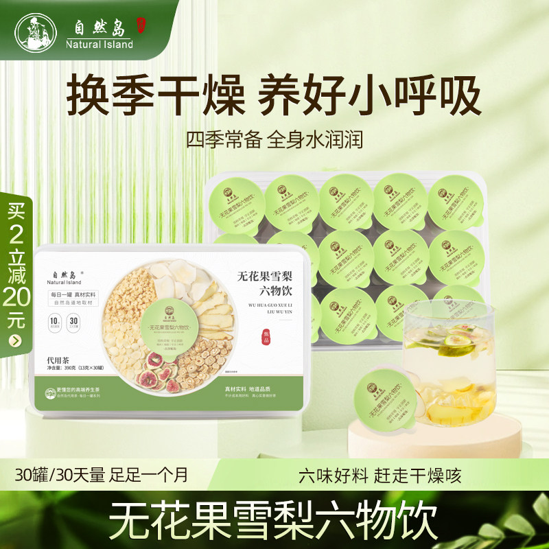 自然岛儿童润肺六物饮玉竹无花果雪梨海底椰清润内热儿童代茶汤包