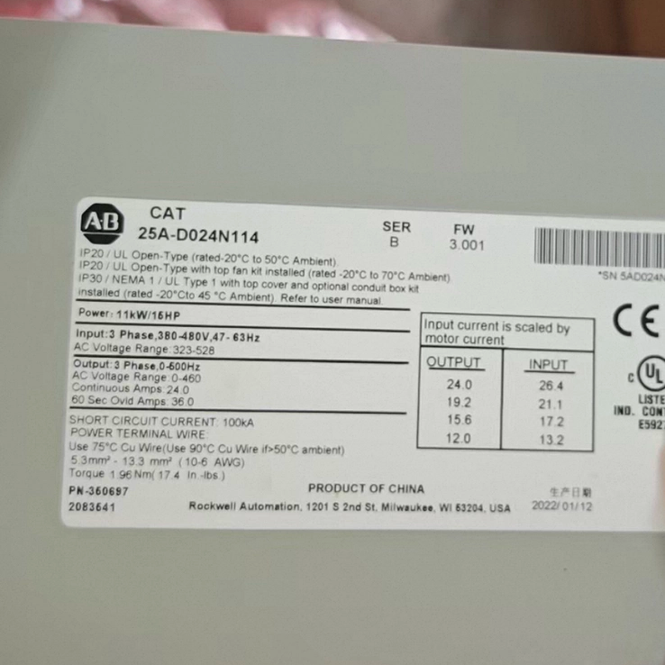 AB变频器25A-D024N全新原