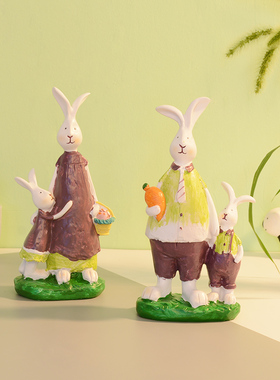 创意田园风桌面家居客厅兔子摆件